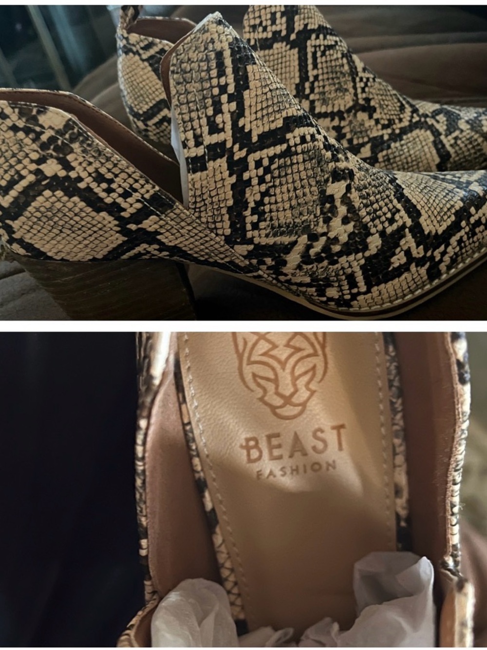 BEAST FASHION SNAKE PYTHON PRINT BOOTS NEW 8.5 - Picture 6 of 6